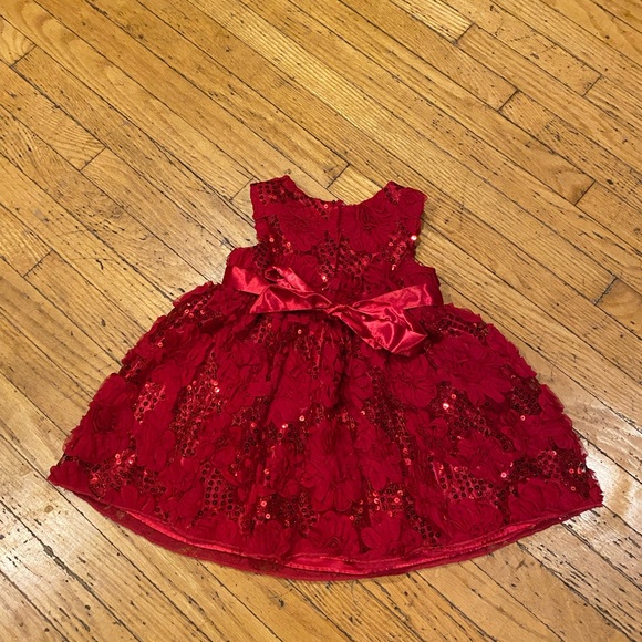 Beautiful red sequin dress with sash and bow❤️ - Picture 3 of 4